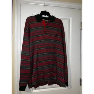 Timberland weathergear 100% cotton striped green red long sleeve shirt mens XL